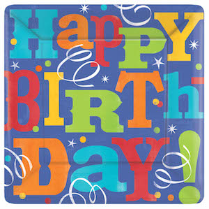 Birthday Fever Square Dinner Plates