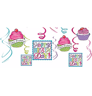 Birthday Sweets Hanging Swirls Decoration