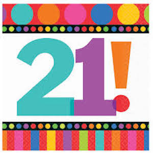 Dots & Stripes 21st Birthday Beverage Napkins
