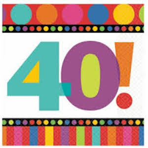 Dots & Stripes 40th Birthday Beverage Napkins