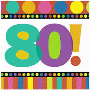 Dots & Stripes 80th Birthday Beverage Napkins