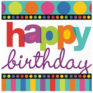 Dots & Stripes Happy Birthday Lunch Napkins