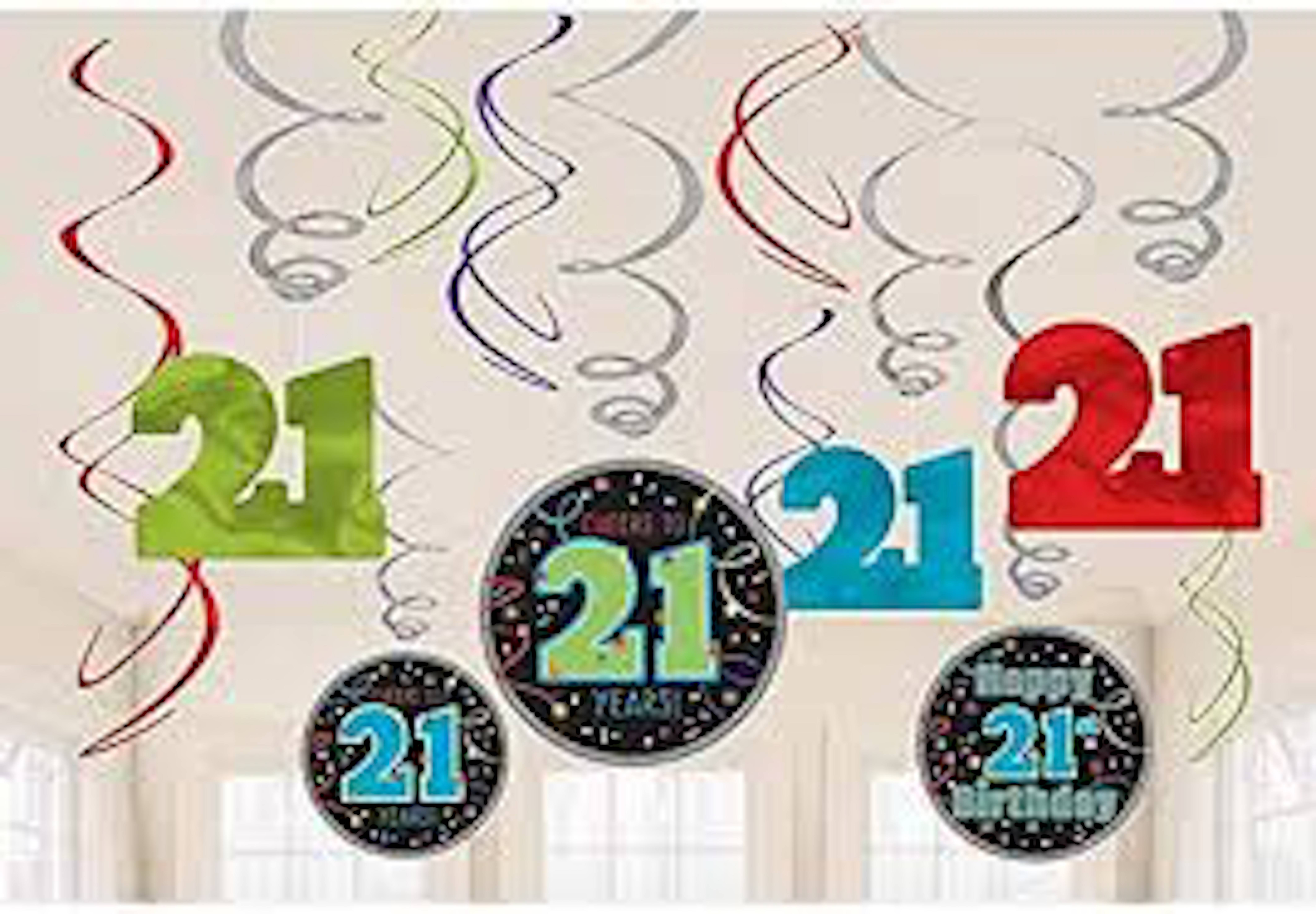 21st Brilliant Birthday Swirl Decorations