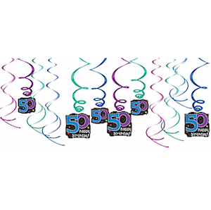 The Party Continues 50th Birthday Hanging Swirls Decoration