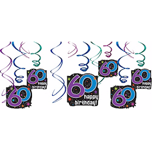 The Party Continues 60th Birthday Hanging Swirls Decoration