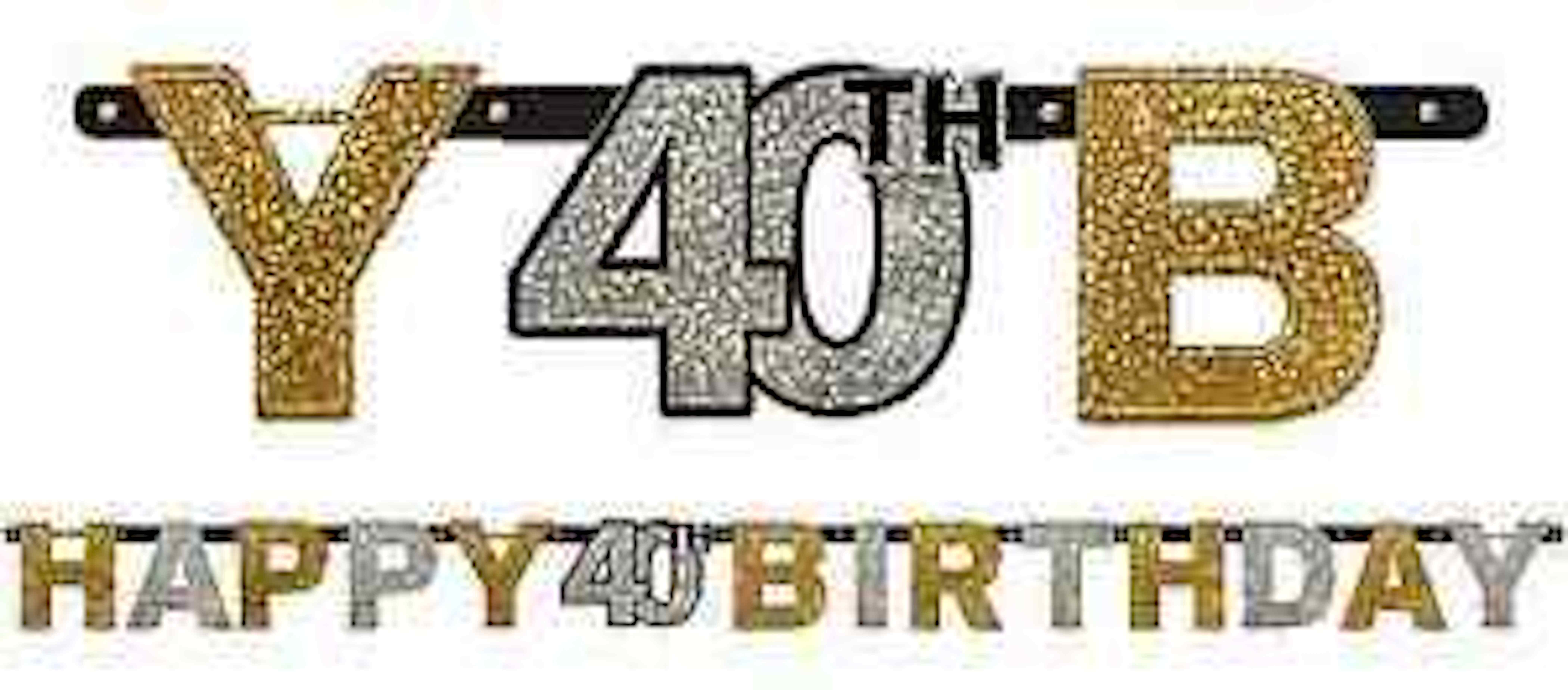 Sparkling Celebration Age 40 Prismatic Letter Banner
