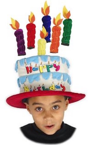 Kid's Birthday Cake with Velcro Candles Hat