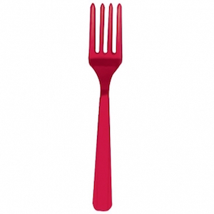 Apple Red Plastic Forks
