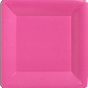 Bright Pink Square Paper Dinner Plates