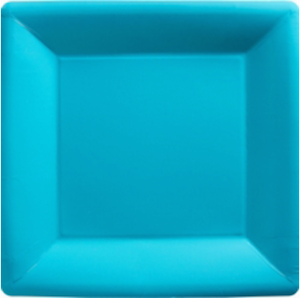 Caribbean Blue Square Paper Dinner Plates