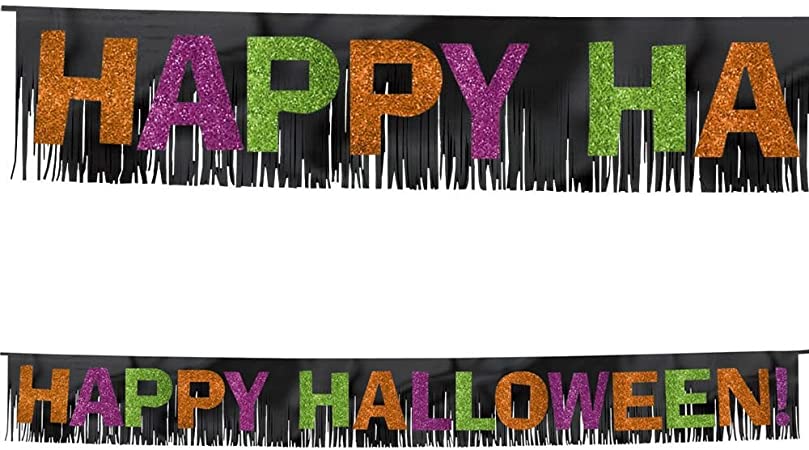 Halloween Foil Fringe Banner With Glitter Paper Letters