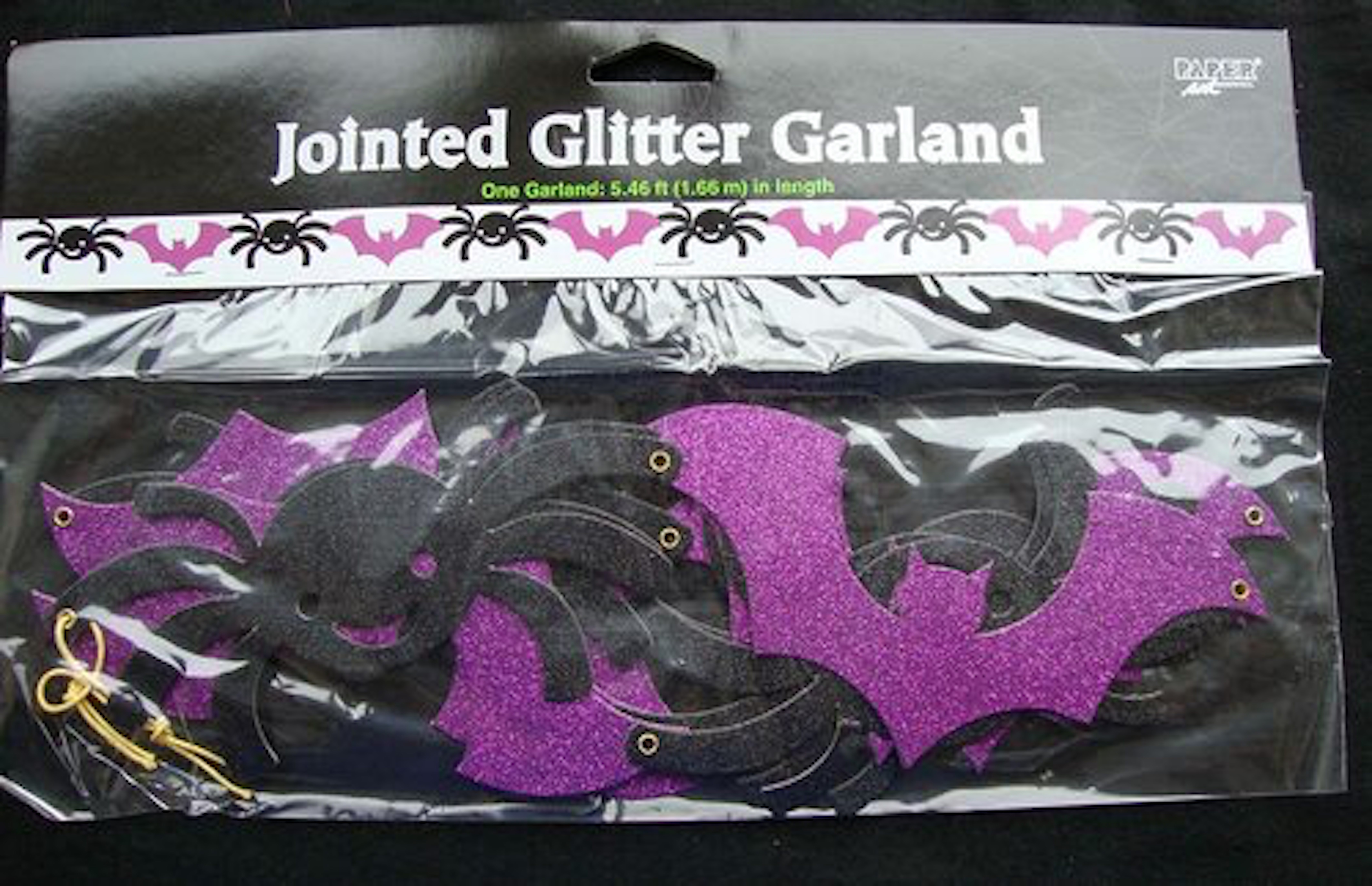 Halloween Bat & Spider Jointed Glitter Garland 