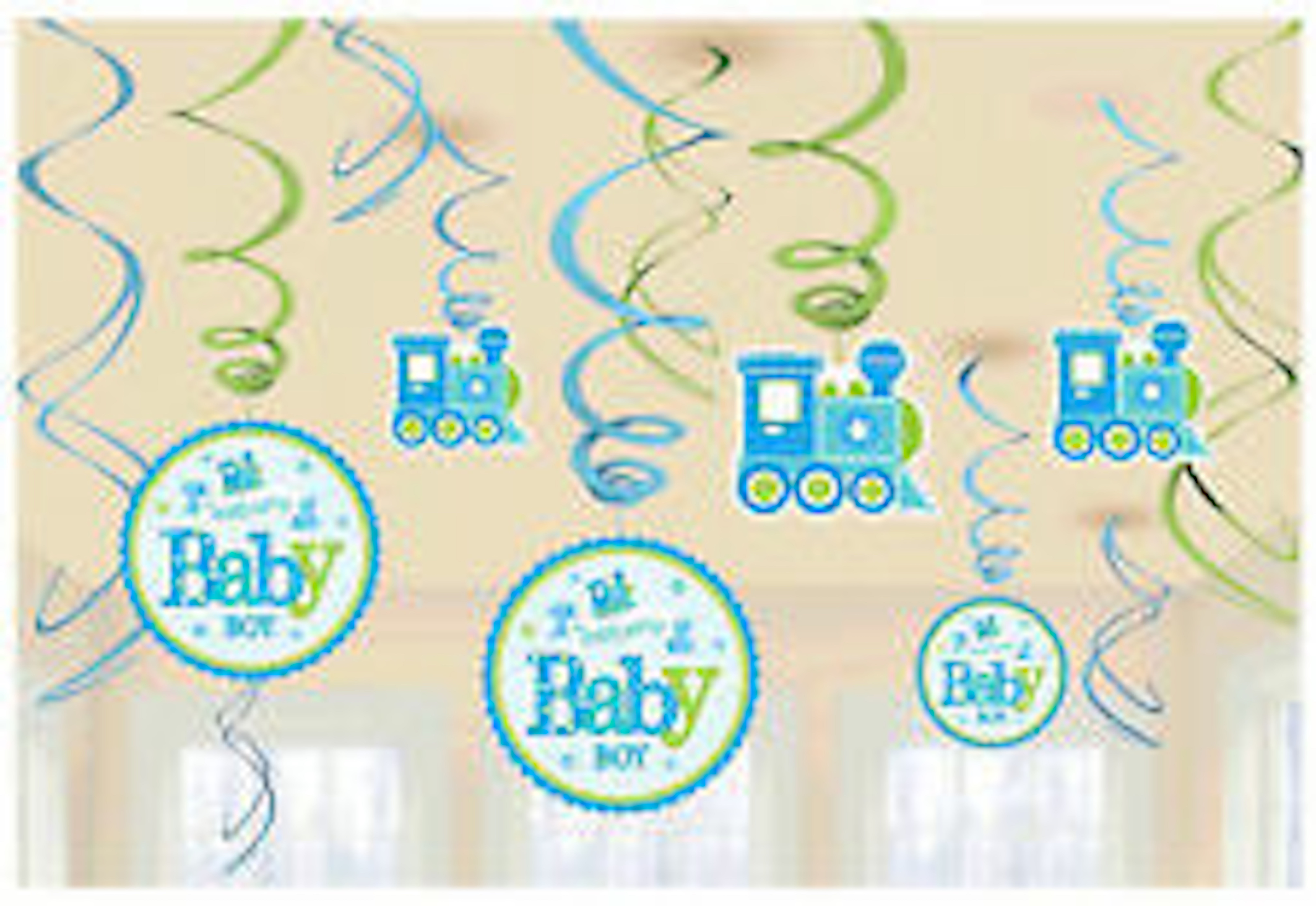 Welcome Little One Boy Swirl Decorations