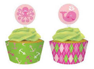 Ocean Preppy Girl Cupcake Wrappers